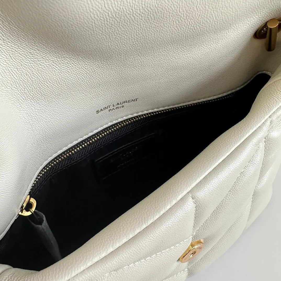 YSL Loulou Puffer Toy Bag In Quilted Lambskin White Size 23x15.5x8.5 mysite