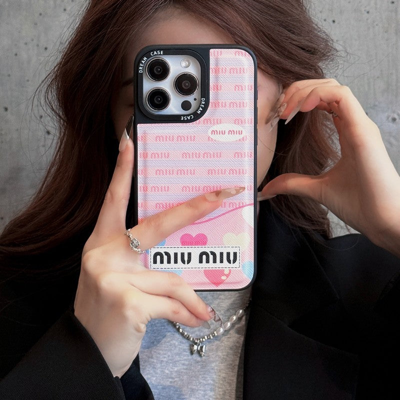Miu Green & Pink Leather iPhone Case mysite