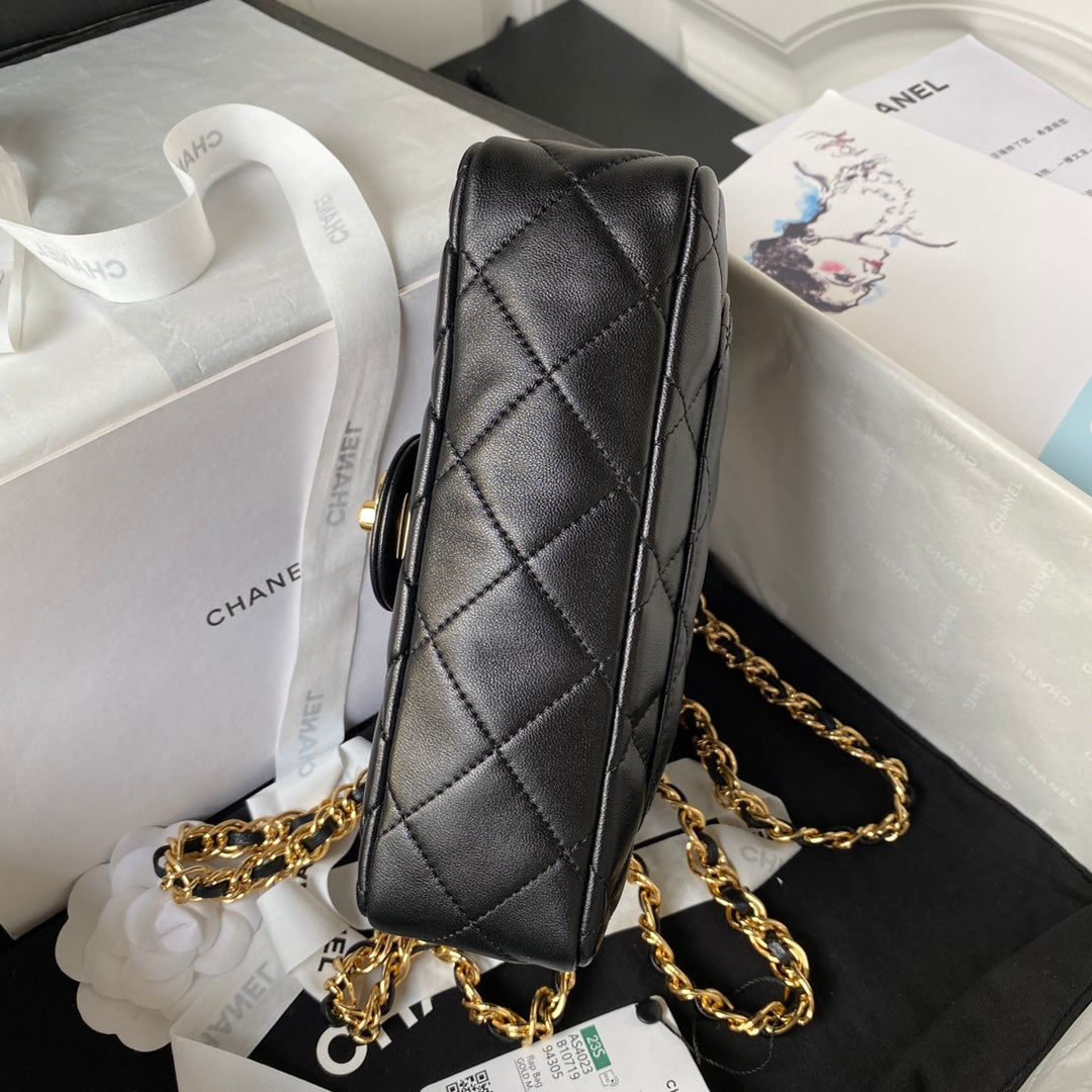 Chanel Flap Bag Gold Top Handle Black - 13X21X8cm mysite