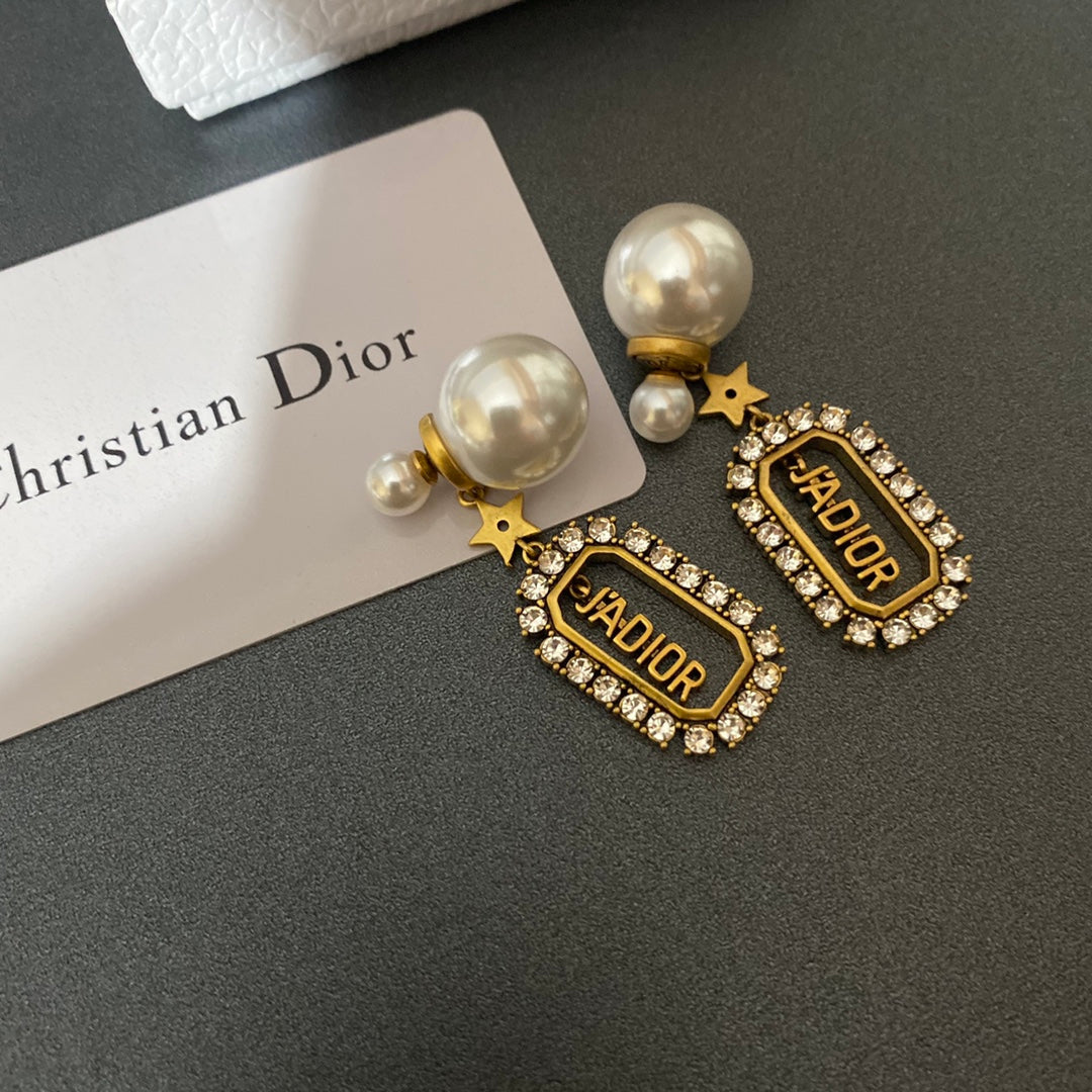 Square Pearl Diamond Earrings mysite