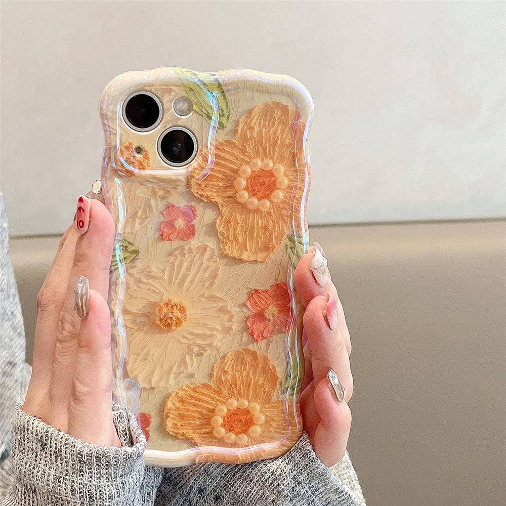 Luxury Pearl Oil Painting Flower iPhone Case mysite