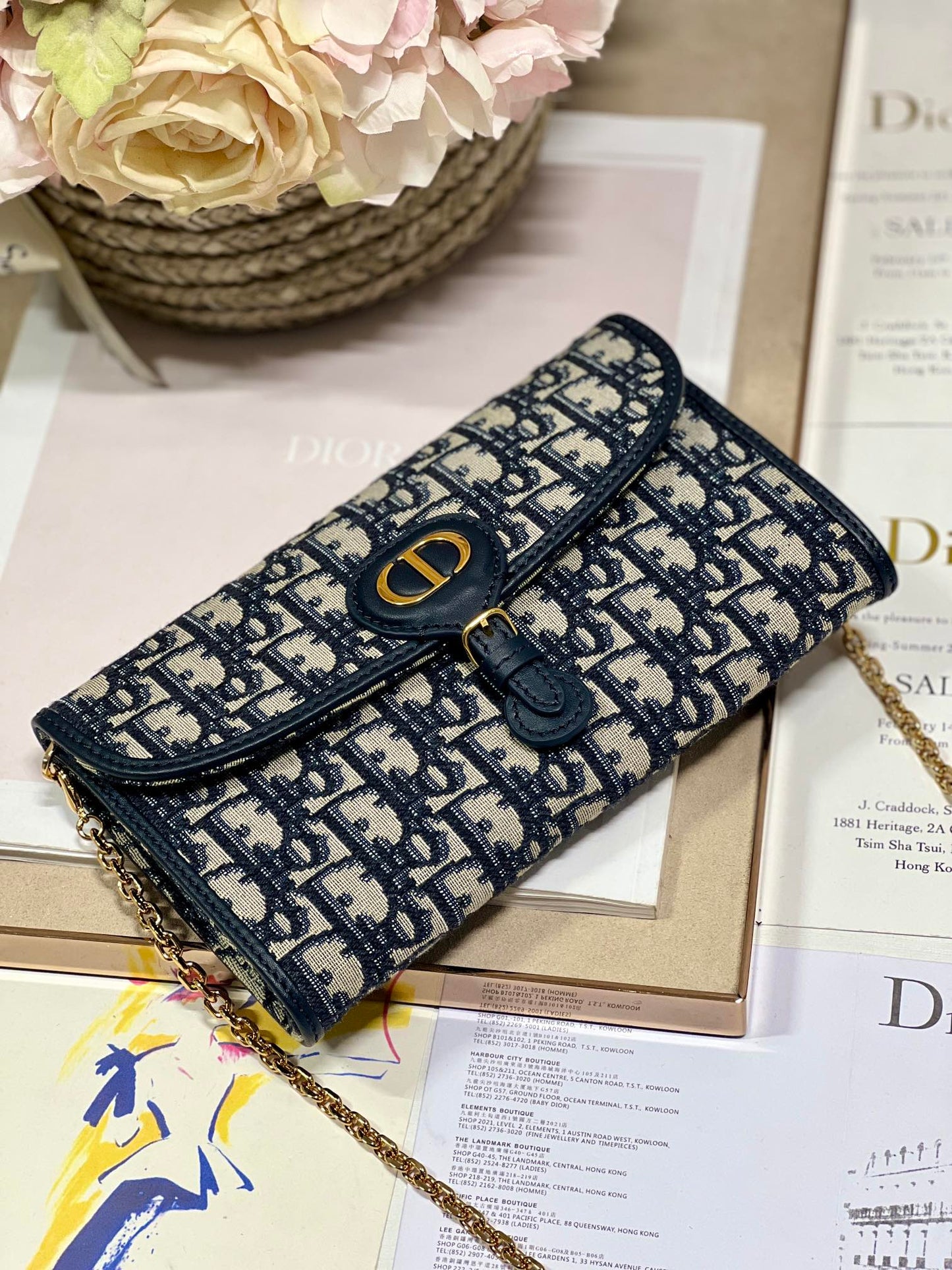 Dior Bobby Wallet on Chain East West Blue Oblique Jacquard - 21.5¡Á12¡Á4cm mysite