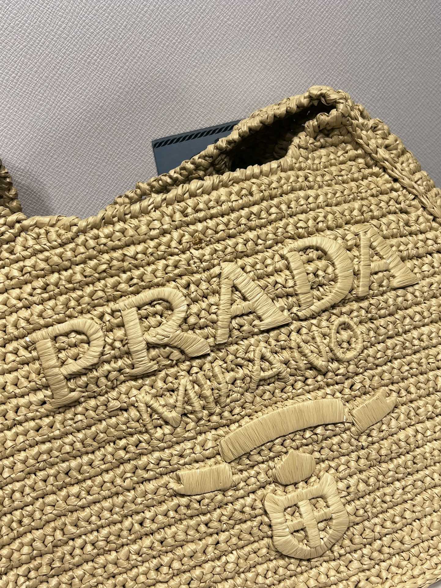 Prada Raffia Round Tote - 30x24x4.5cm mysite