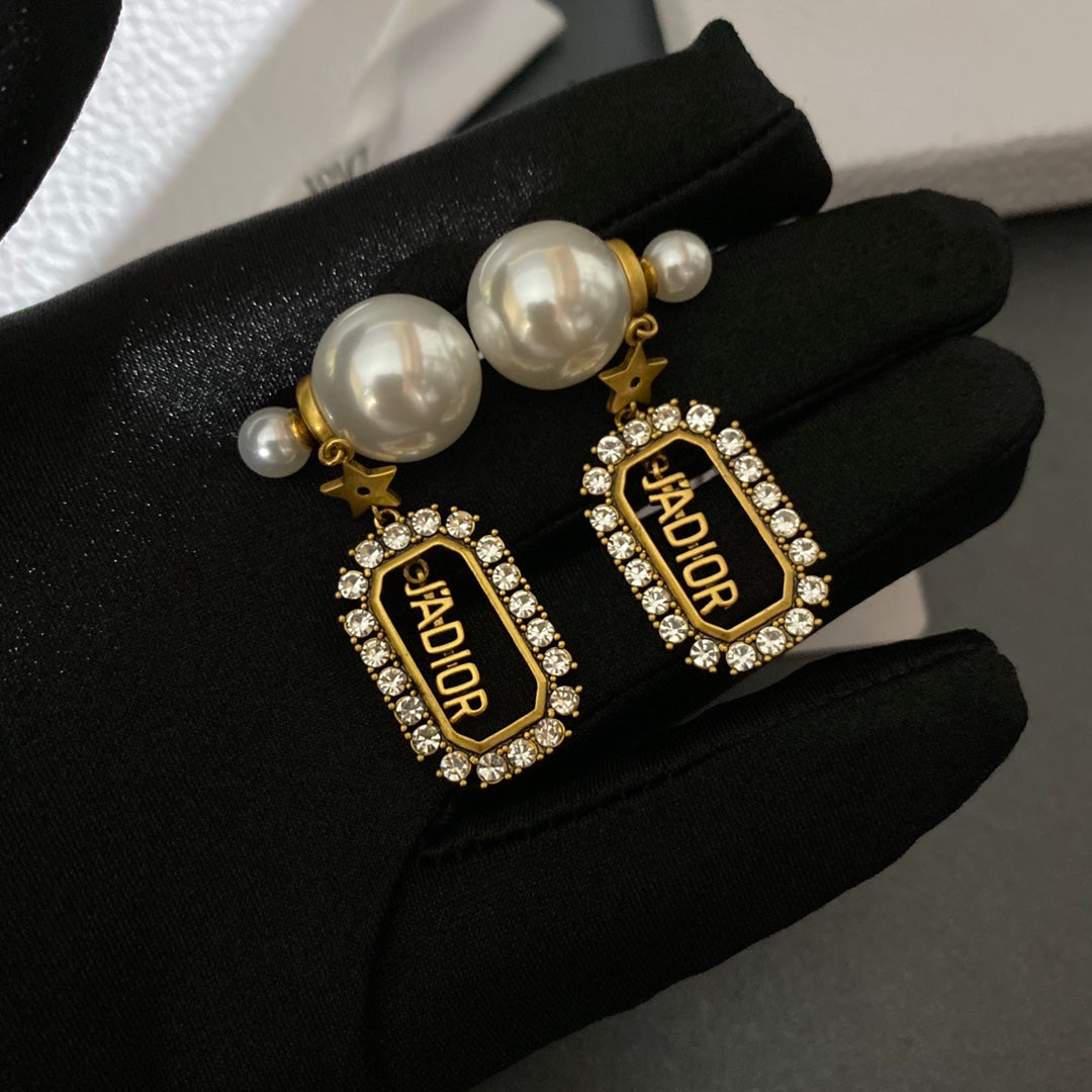 Square Pearl Diamond Earrings mysite