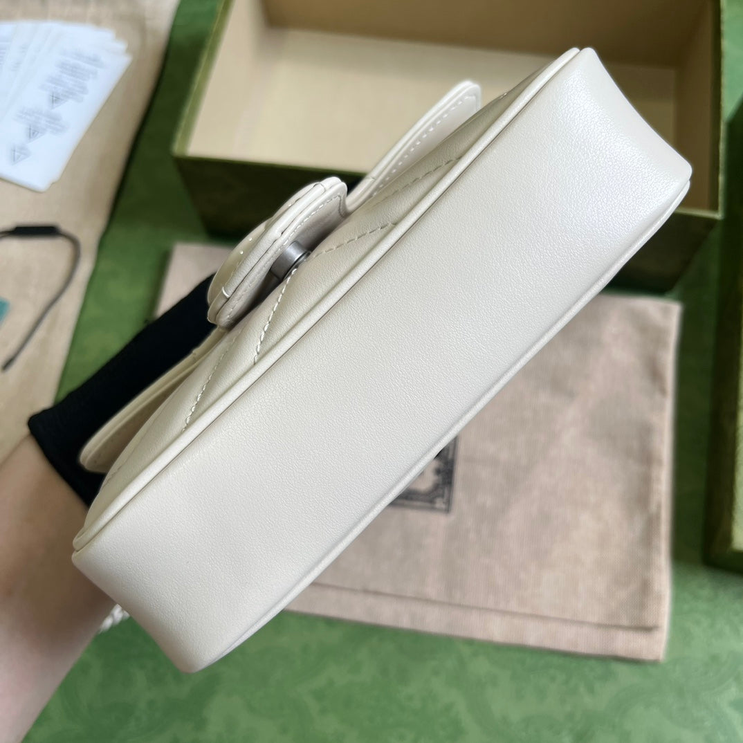 GUCCI GG Marmont Belt Bag In White 476433 Size 16.5x10x4.4 cm mysite