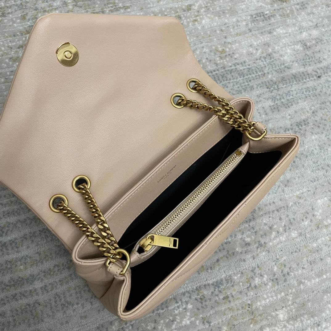 YSL Small Loulou 23 Beige Leather Gold 23x17x9cm mysite