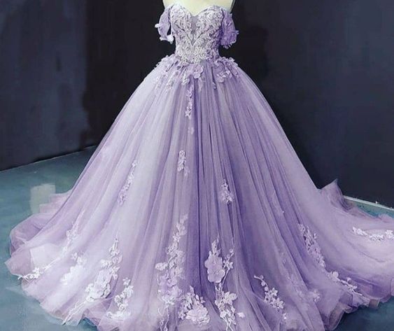 Lilac Quinceanera Dress Ball Gown Prom Dress ,Appliques Lace Birthday Party Dress cg24982s mysite