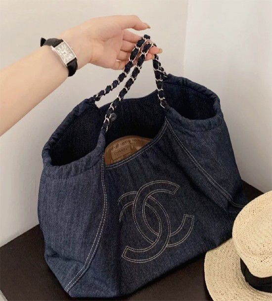 YSL Large Capacity Denim Tote Bag mysite