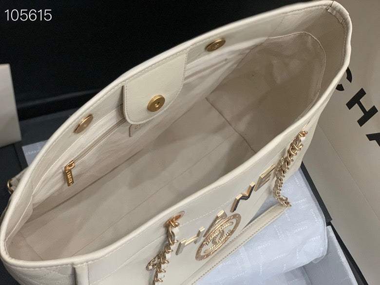 Chanel Shopping 40 White Leather 40x31x21cm mysite