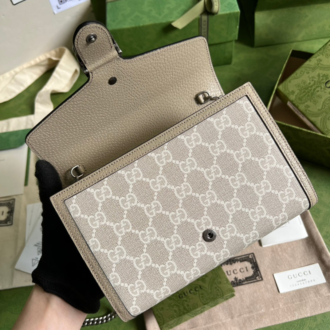 Gucci Dionysus Chain Wallet Beige and white GG Supreme canvas mysite