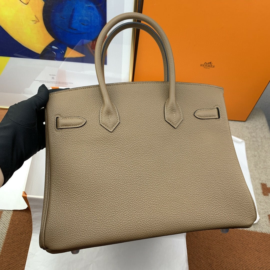 Hermes Birkin 30 Togo Etoupe Bag Silver Hardware Handbags (11.8in30cm) mysite