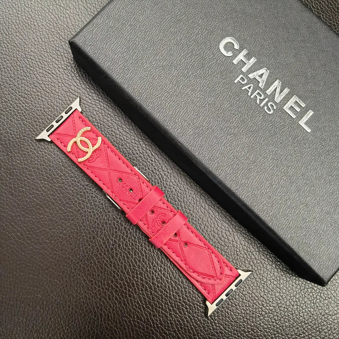 Luxury Gold Monogram 3D Embossed Leather Apple Watch Strap mysite