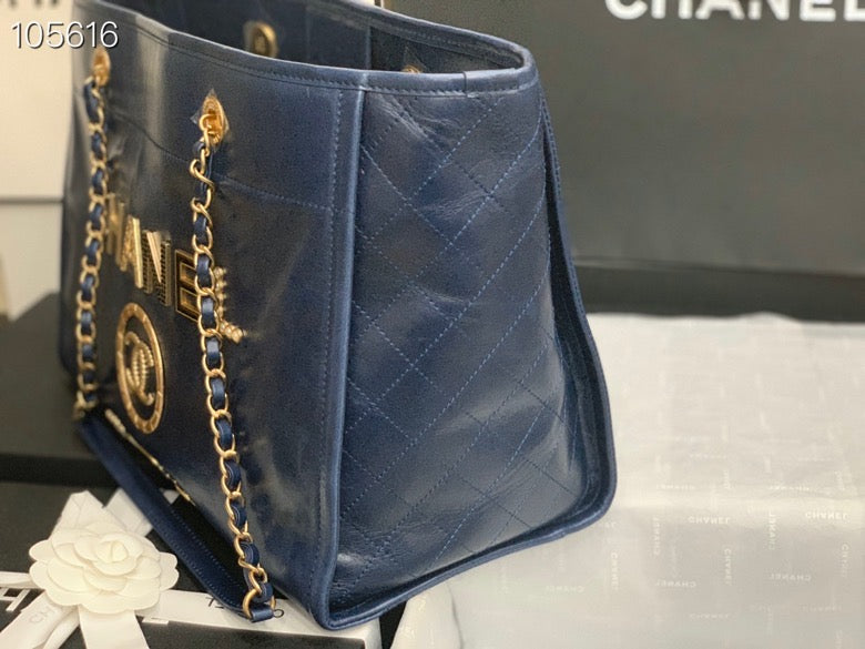 Chanel Shopping 40 Navy Blue Leather 66941 40x31x21cm mysite