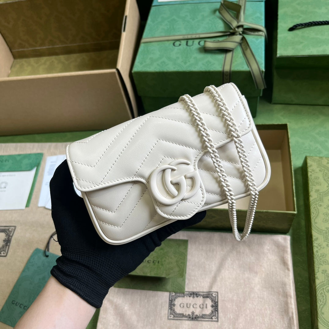 GUCCI GG Marmont Belt Bag In White 476433 Size 16.5x10x4.4 cm mysite