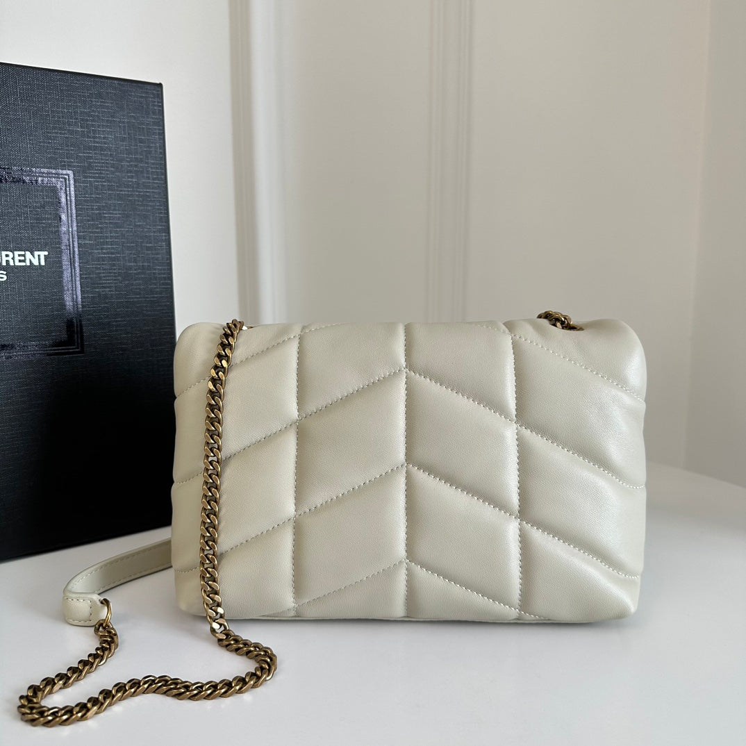 YSL Loulou Puffer Toy Bag In Quilted Lambskin White Size 23x15.5x8.5 mysite