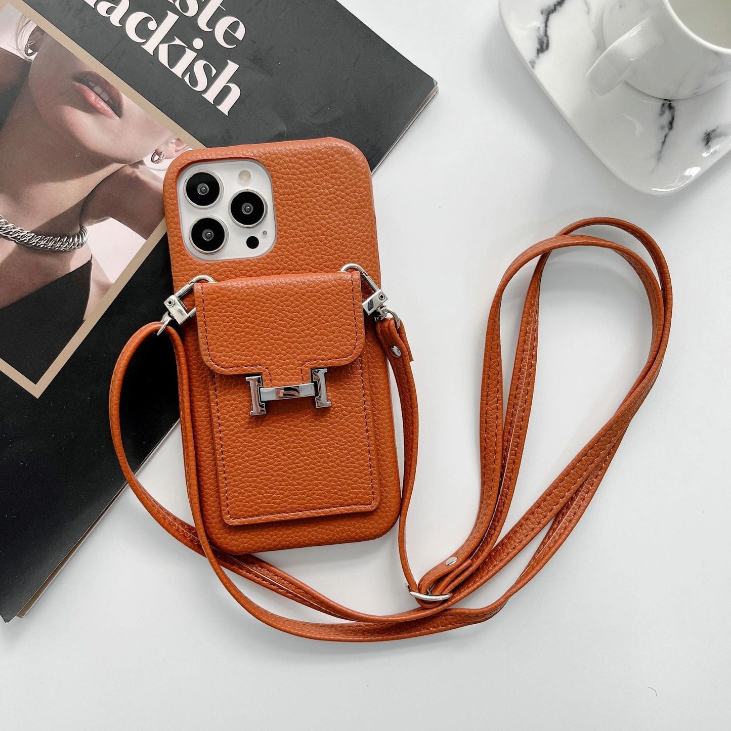 H Card Holder Leather Chain iPhone Case mysite