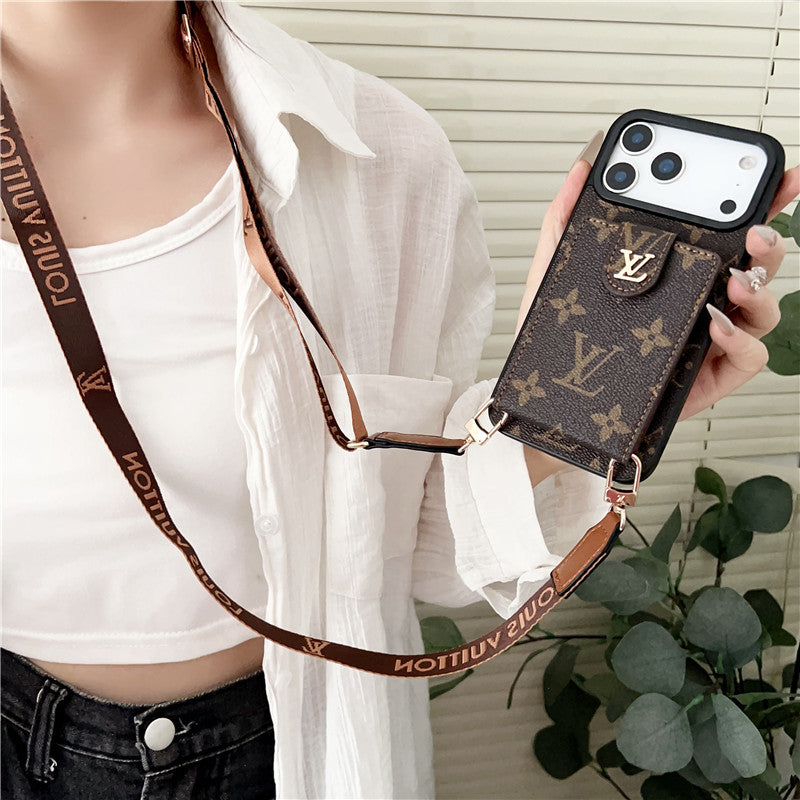 Lv Leather Card Holder Case Crossbody for iPhone 17/ 16/ 15/ 14s mysite