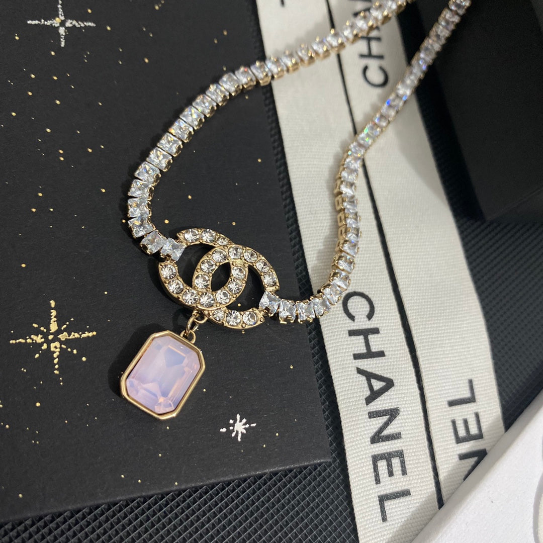 Elegant Square Crystal Diamond Necklace mysite