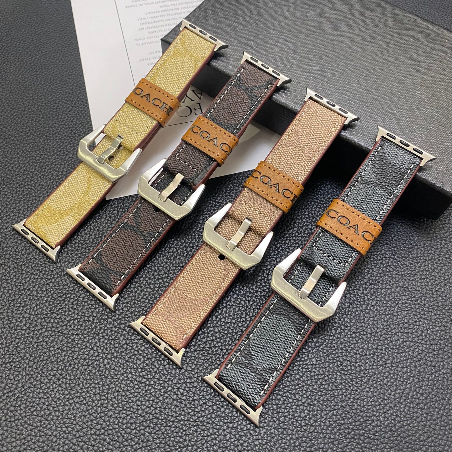 Leather Coach Apple Watch Band Dark brown-YHK244221710 mysite