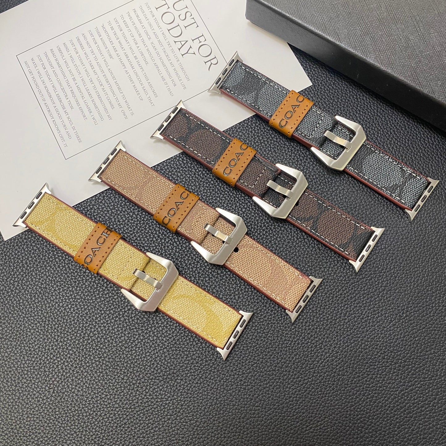 Leather Coach Apple Watch Band Light Brown-YHK244221710 mysite