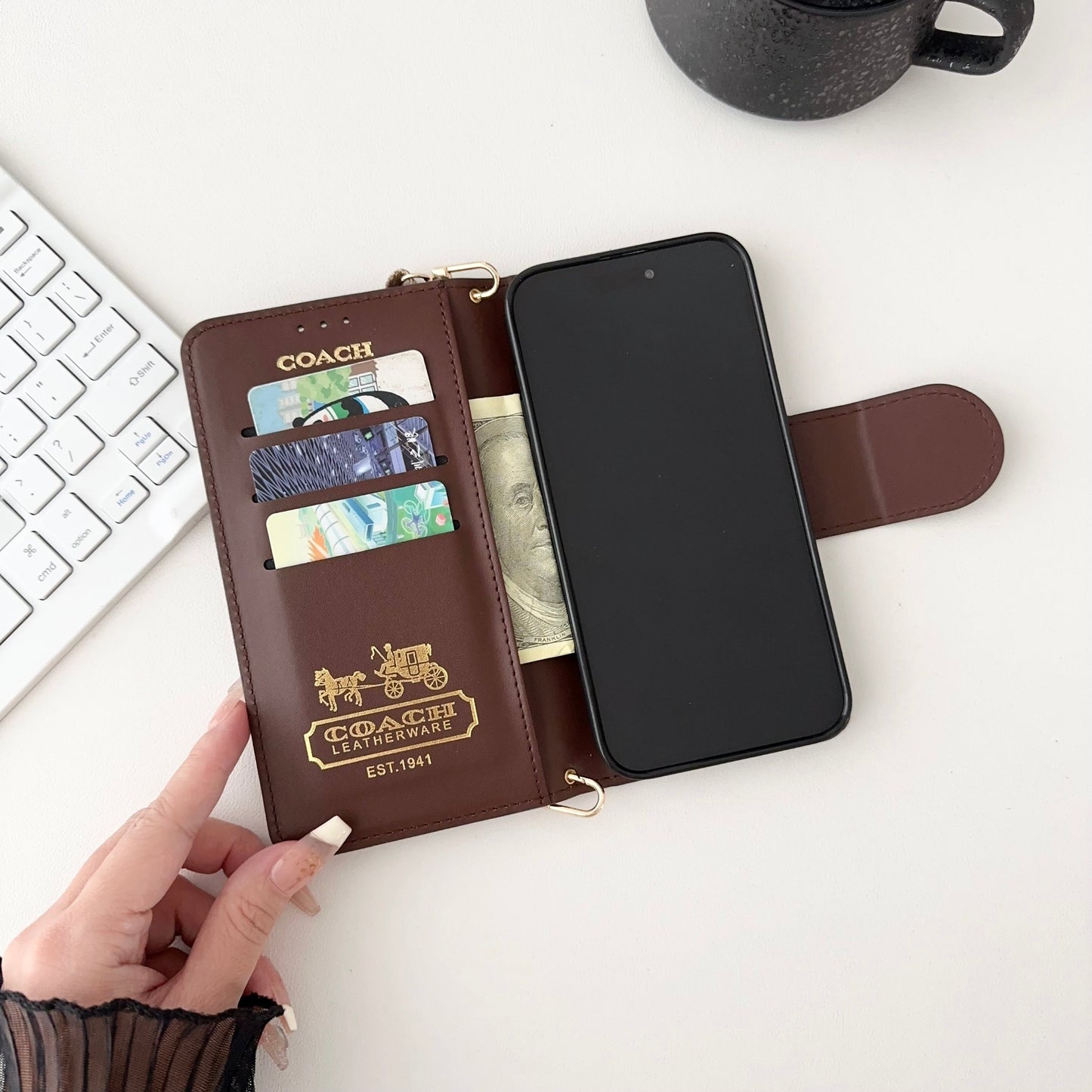 CCH iPhone Case Leather Flip Case with Card Holder mysite