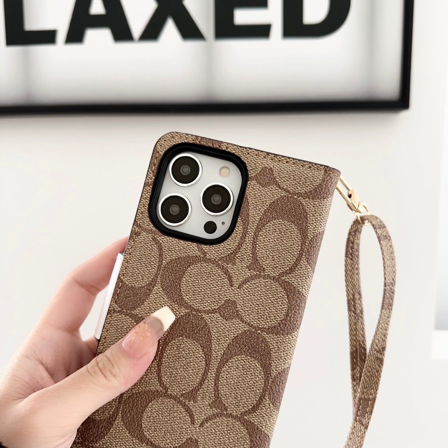 Coach iPhone Case Leather Flip Case with Card Holder Brown-PTK241622 mysite