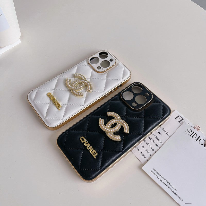 CC Black & White Leather iPhone Case mysite