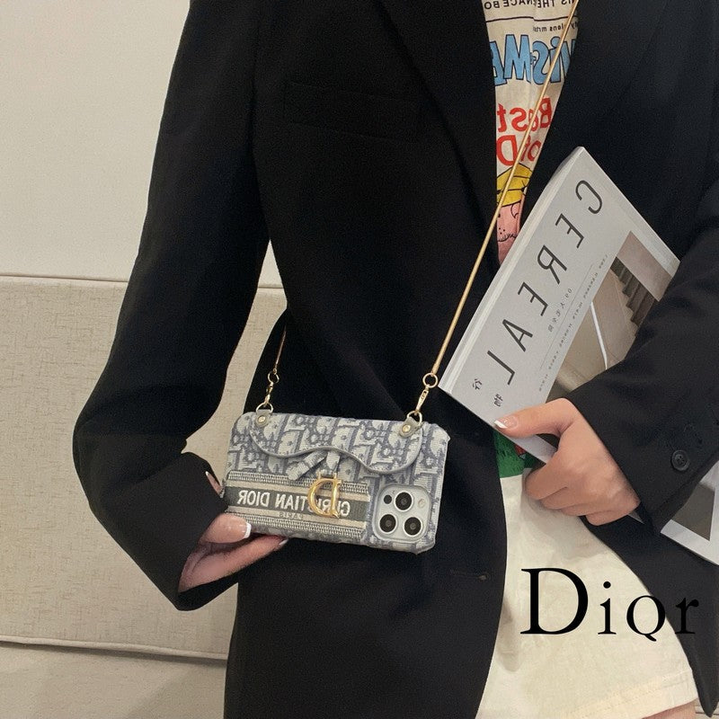 CD Black & Grey Fabric Card Bag Crossbody iPhone Case mysite