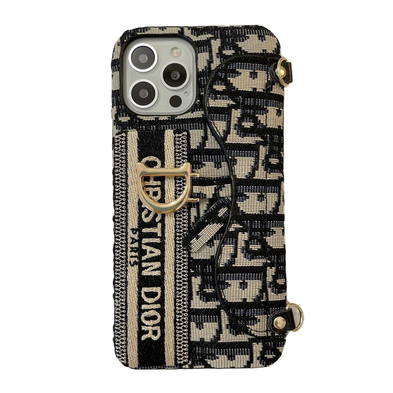 CD Black & Grey Fabric Card Bag Crossbody iPhone Case mysite