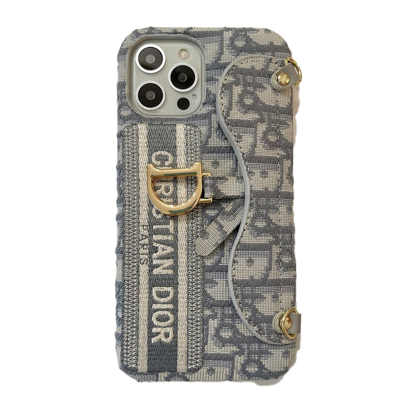 CD Black & Grey Fabric Card Bag Crossbody iPhone Case mysite