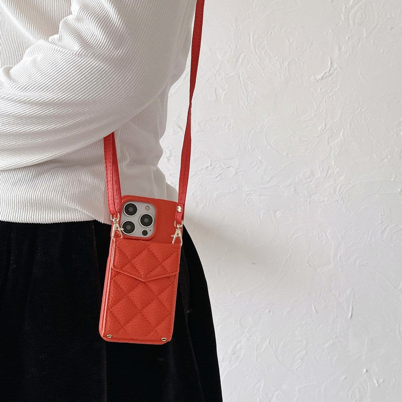 CC Card Bag Color Leather Chain iPhone Case mysite