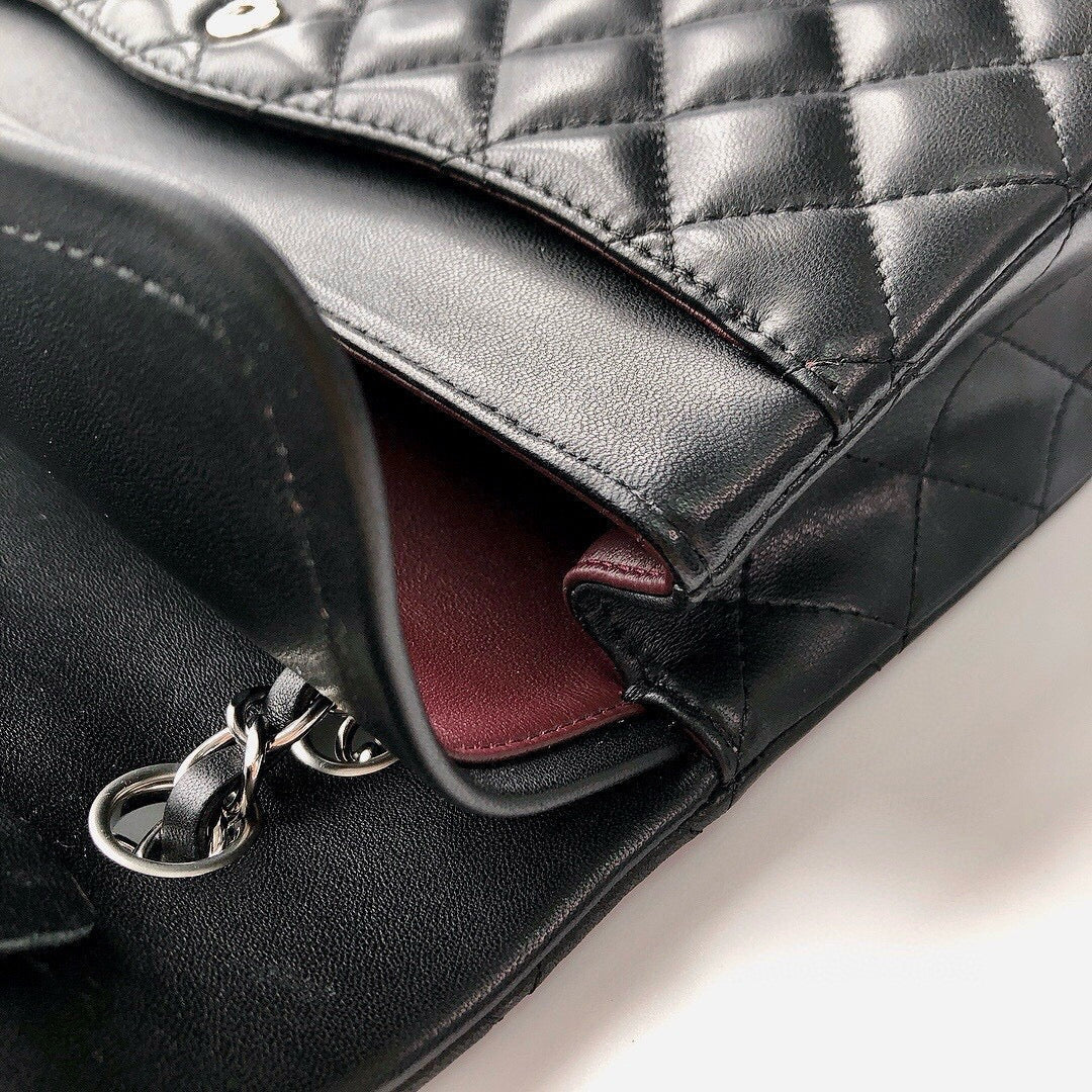 CLASSIC FLAP 25 BLACK LAMBSKIN SILVER HARDWARE mysite