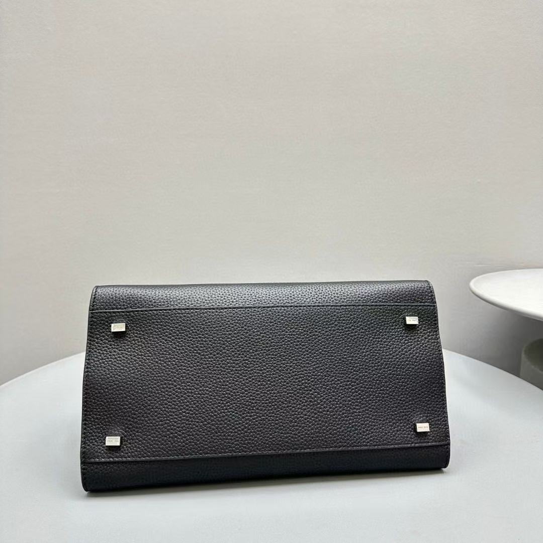 The Row Margaux 32cm Black Grained Calfskin mysite