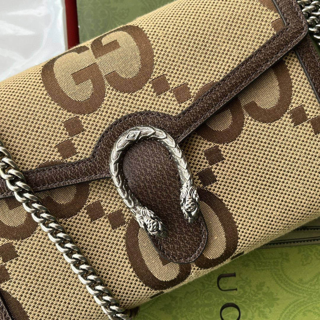Gucci Jumbo Dionysus Wallet On Chain Brown Canvas and GG Original Leather mysite