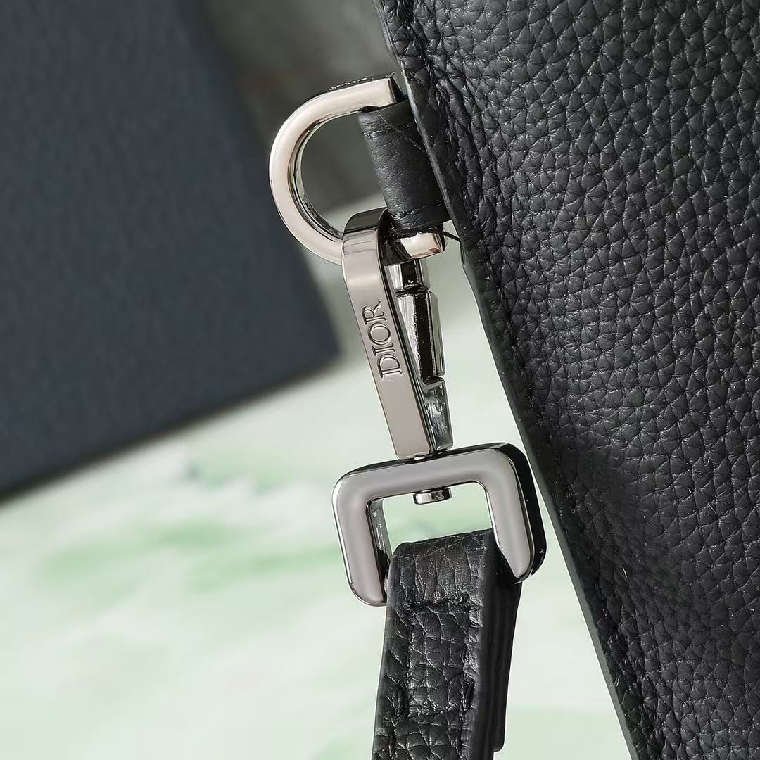 CD A5 Pouch Black Grained Calfskin with CD Icon mysite