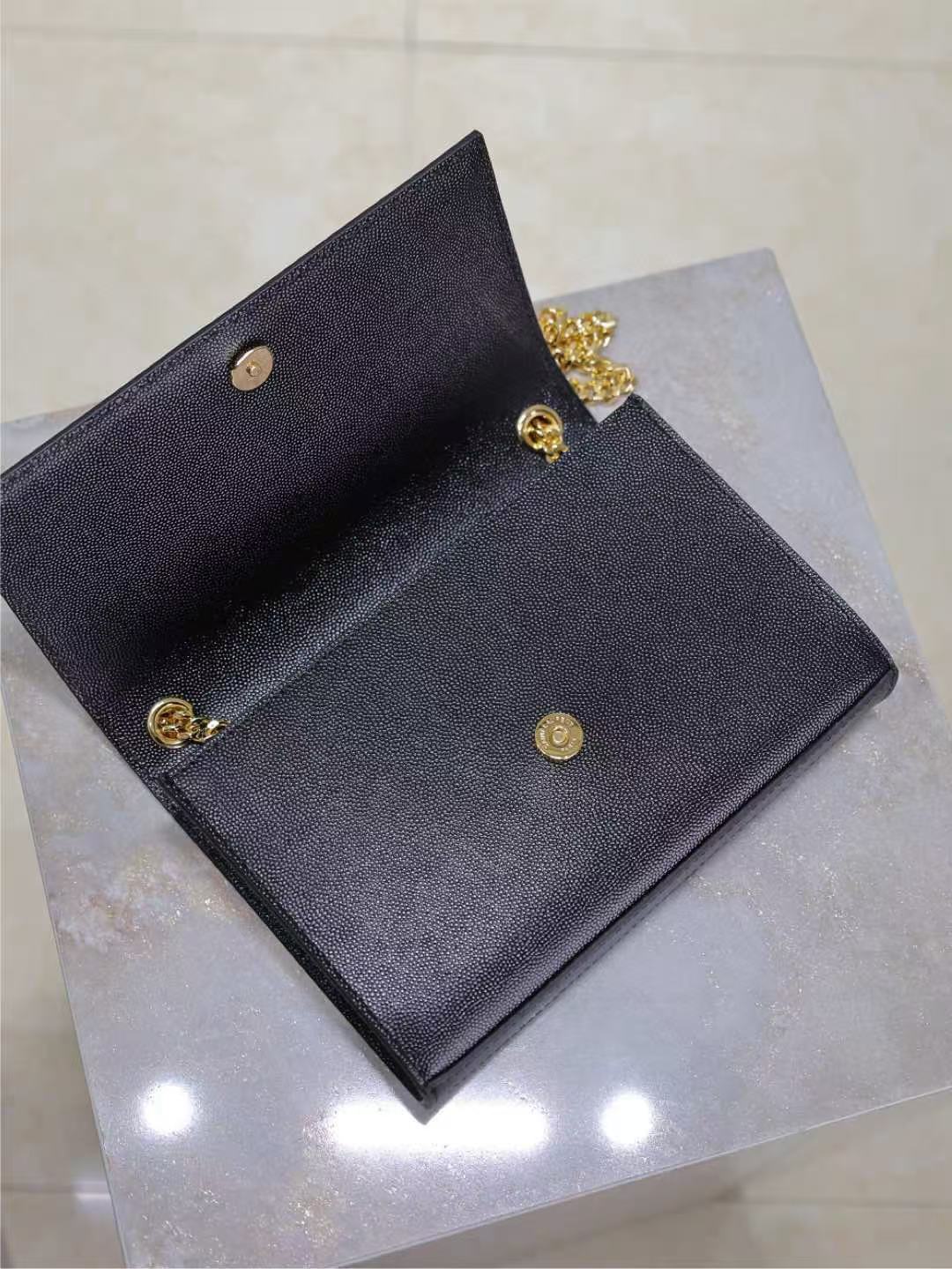 YSL Kate Small Chain Bag 20cm Black Gold Grained Calfskin mysite