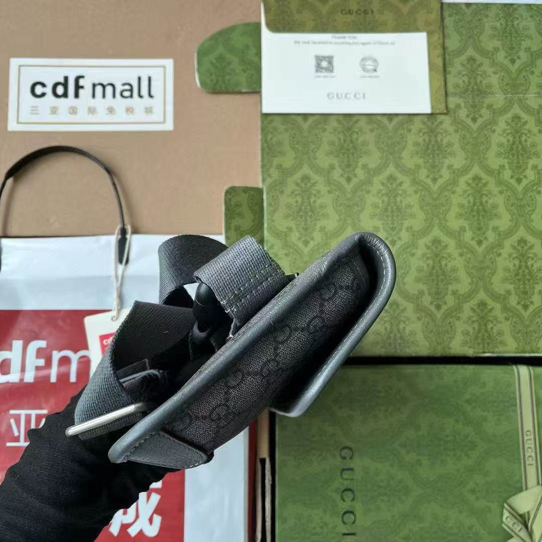 Gucci Ophidia Small Bag 23 Dark Grey Monogram Canvas Lambskin mysite