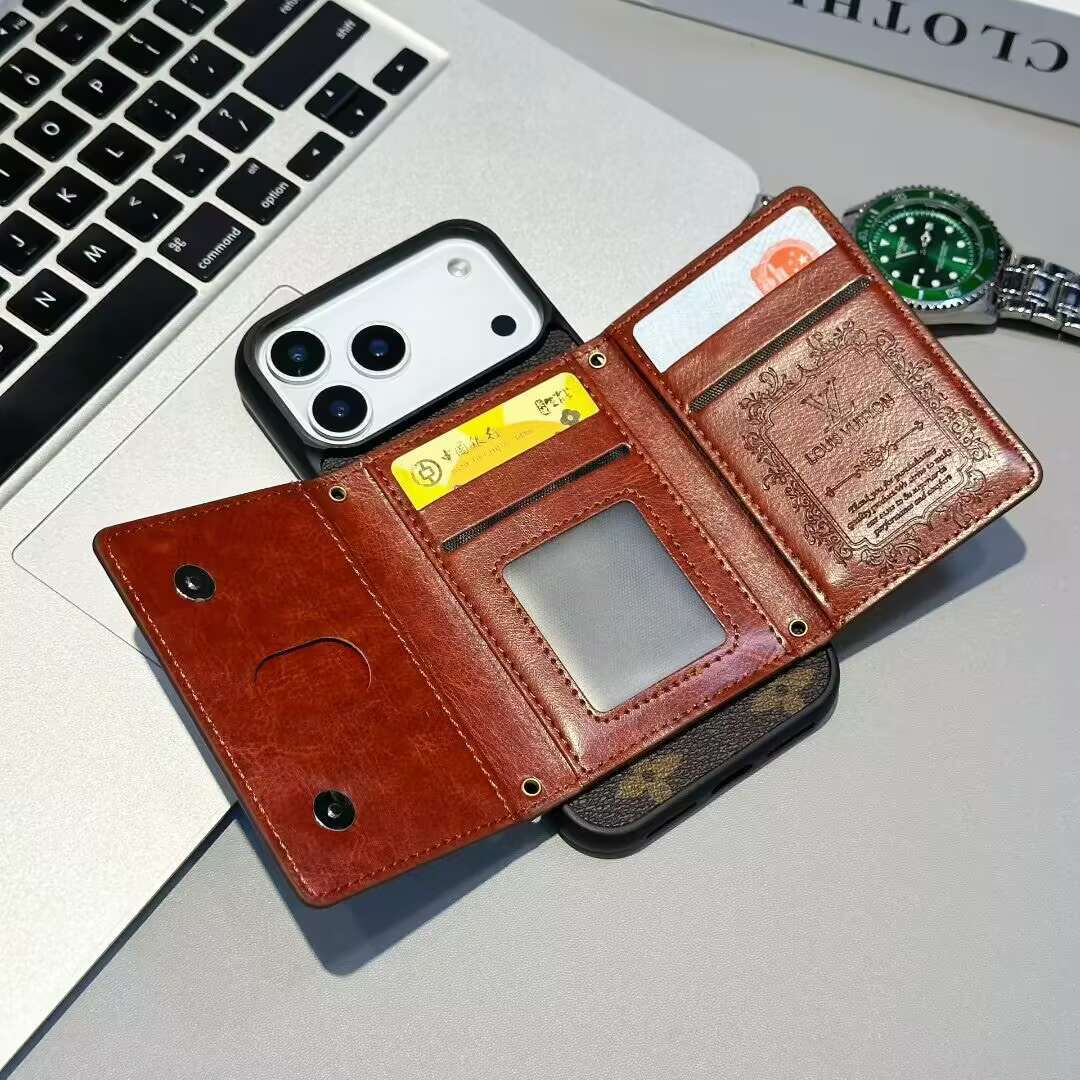 Luxury Card Holder Wallet LV Style Phone Case for iPhone 17/ 16/ 15/ 14s mysite