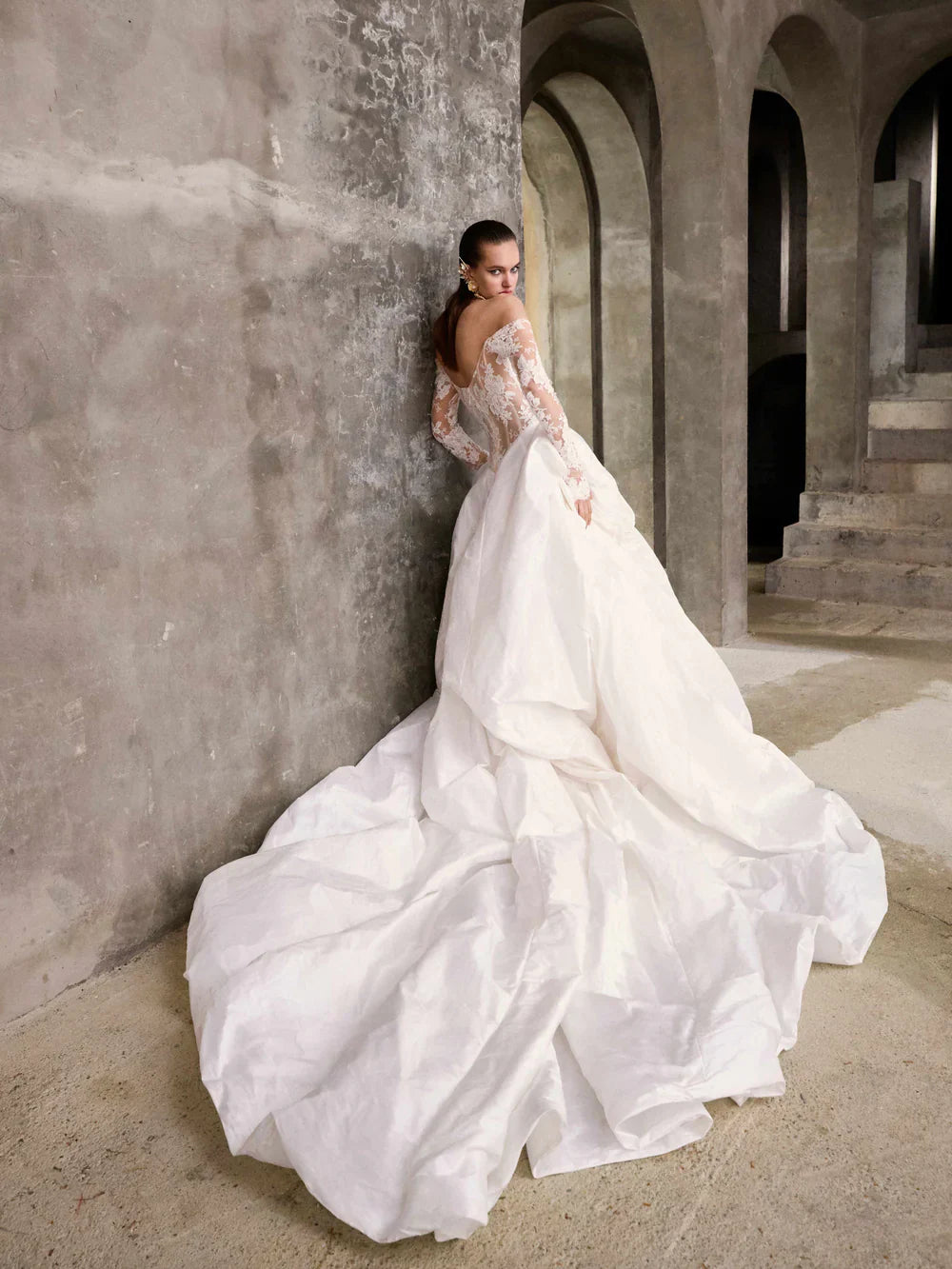 Gorgeous Lace Off-the-shoulder Long-sleeve Design A-Line Wedding Dress Ball Gown Prom Dress Evening Dress TP4597s mysite