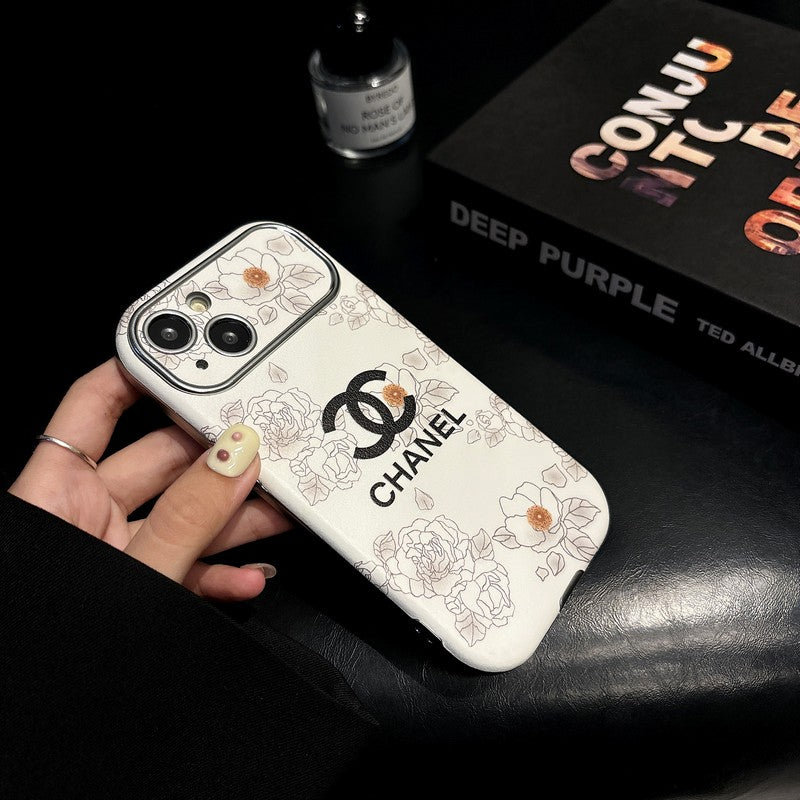 CC White & Brown Color Leather iPhone Case mysite