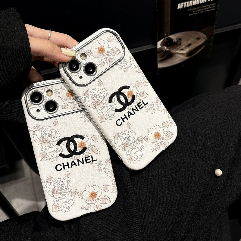 CC White & Brown Color Leather iPhone Case mysite