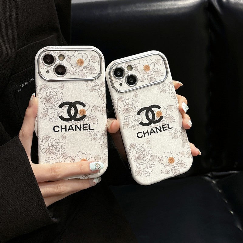 CC White & Brown Color Leather iPhone Case mysite