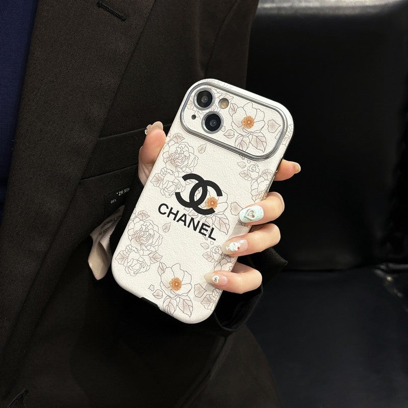 CC White & Brown Color Leather iPhone Case mysite