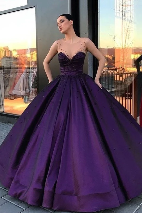Ball Gown Prom Dresses Scoop Satin With Beads gh2481s mysite