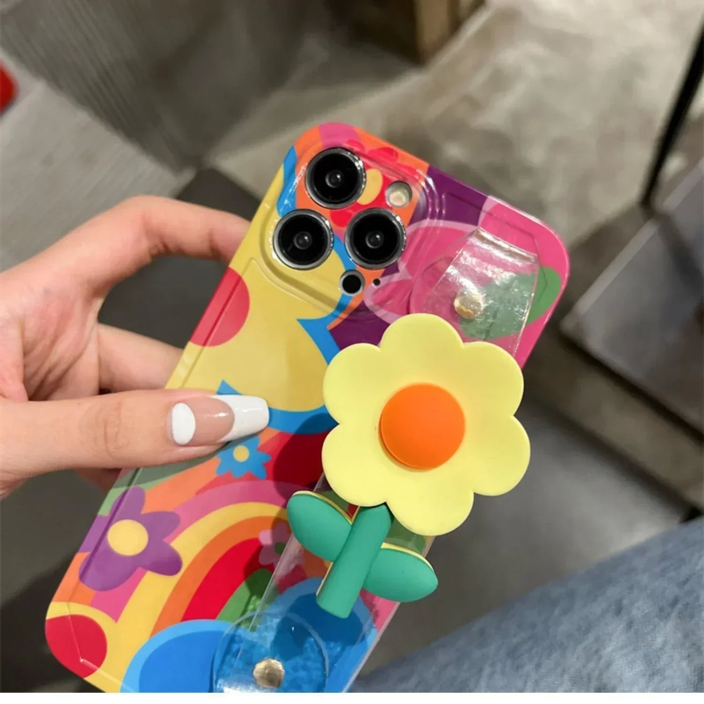 Flower With Lanyard Neck Strap Silicone iPhone Case mysite