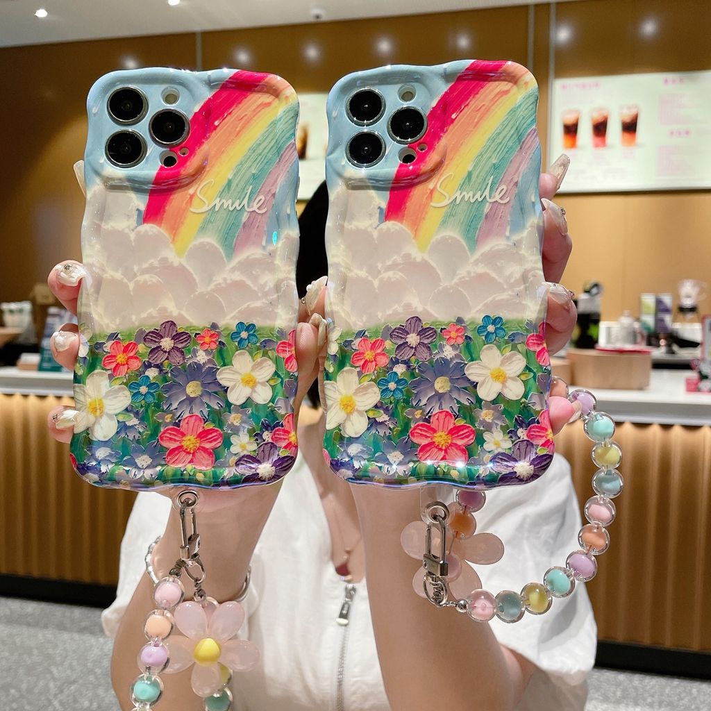 Rainbow Cloud Flower With Wristband For iPhone Case mysite