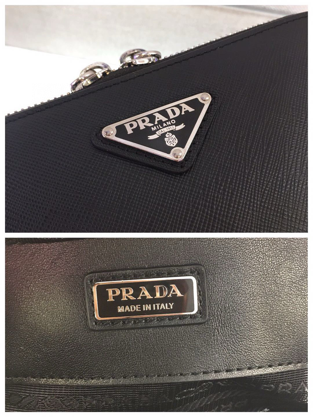 PRA CAMERA BAG 18CM IN BLACK TRIANGLE PATTERN COWHIDE SILVER HARDWARE mysite