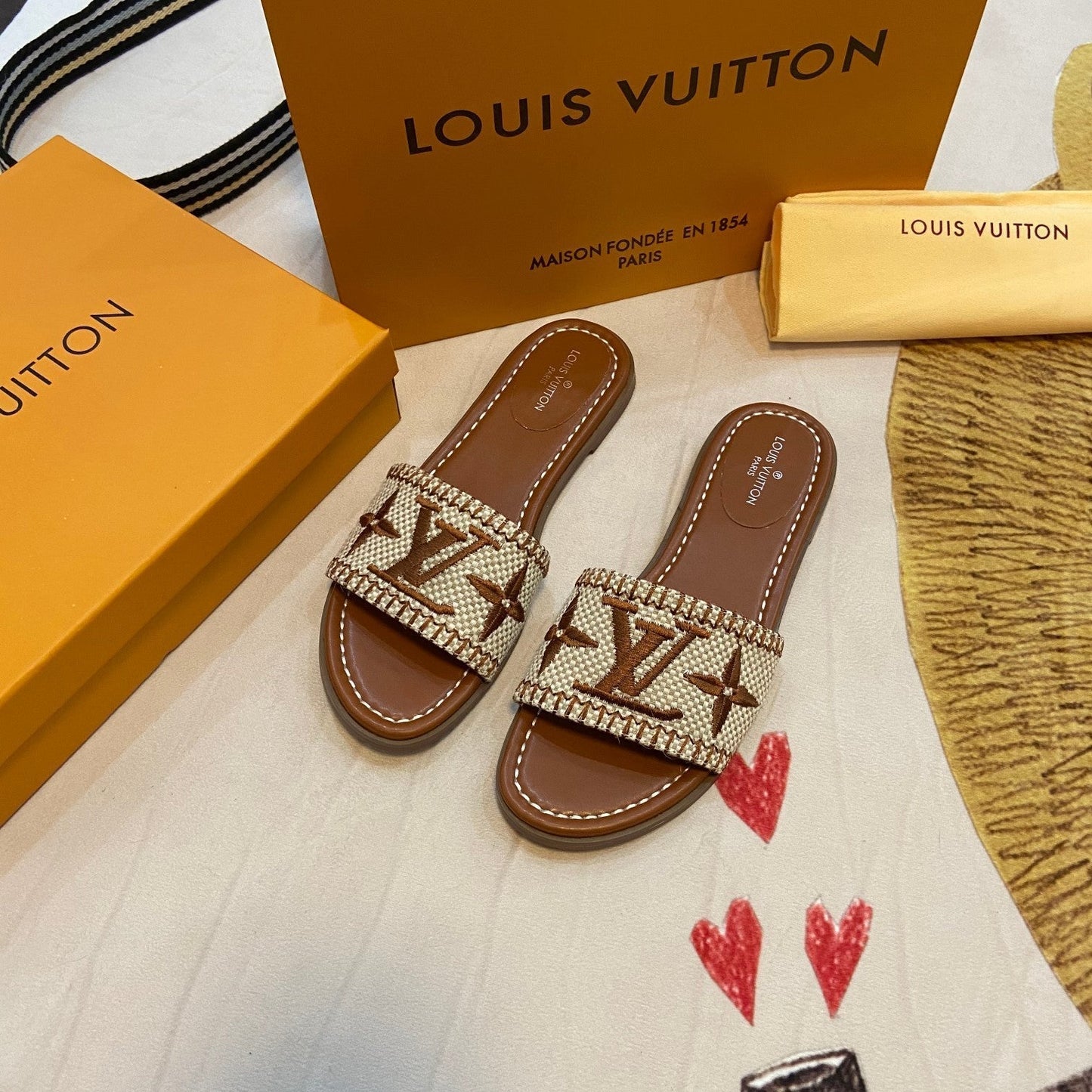 Summer Straw Monogram Slippers mysite