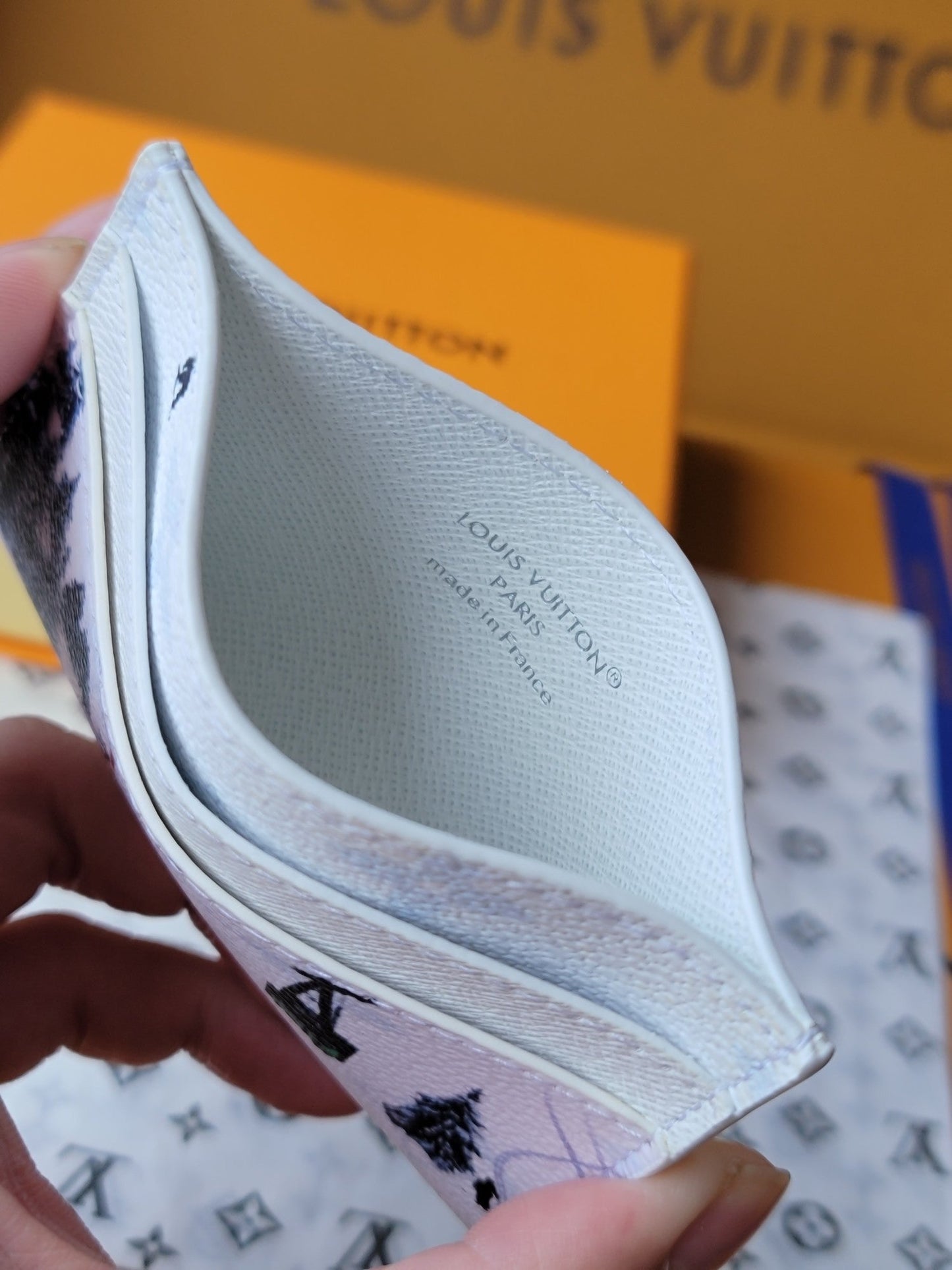 LV Double Card Holder Featuretiny Sport Scenes Printed Cowhide mysite