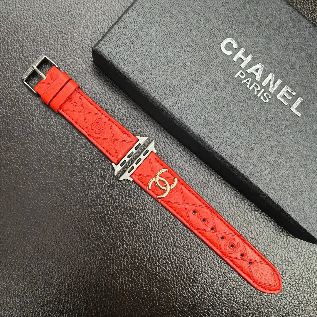 Luxury Gold Monogram 3D Embossed Leather Apple Watch Strap mysite